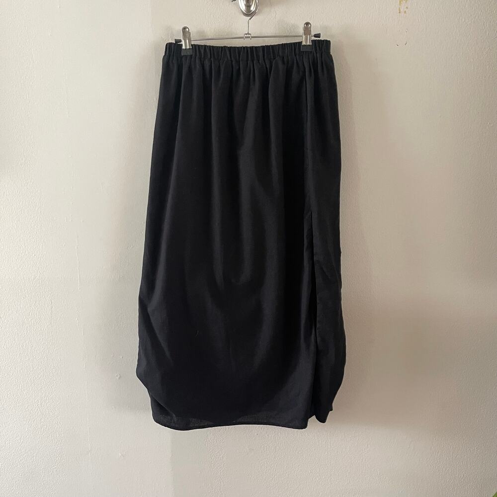 Showpo Vance Black Linen Viscose Blend Split Midi Maxi Skirt Womens Size 8 M